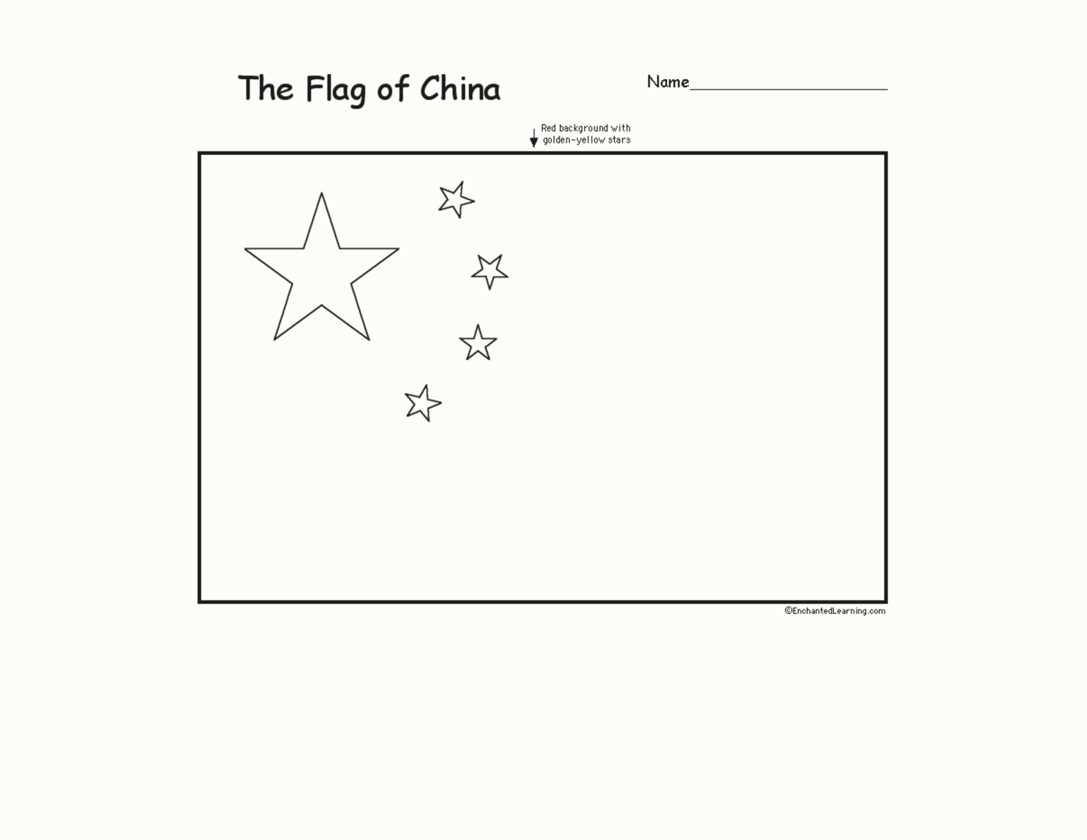 Flag of China interactive printout page 1