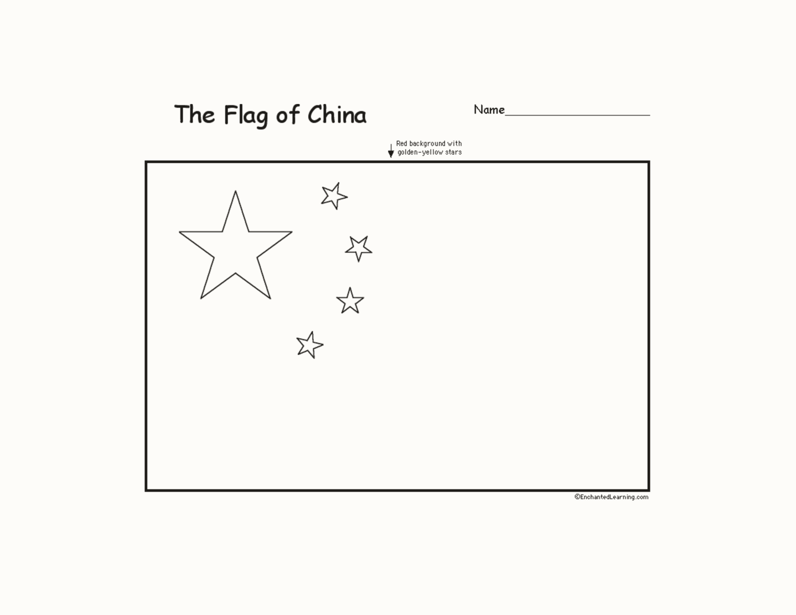 Flag of China interactive printout page 1