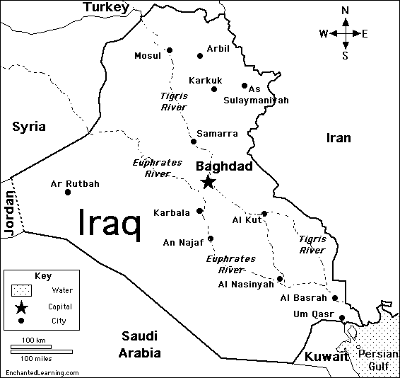 map of iraq outline