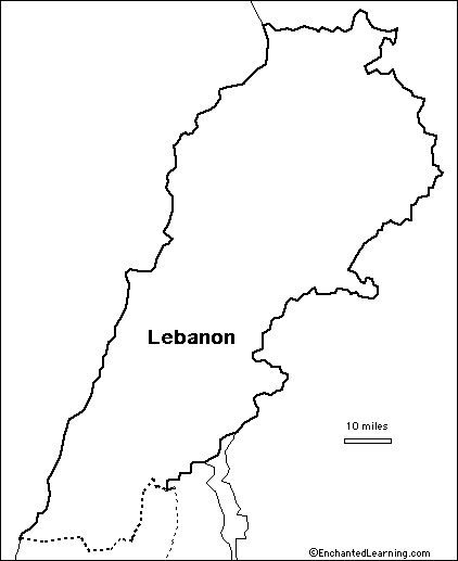 outline map of Lebanon