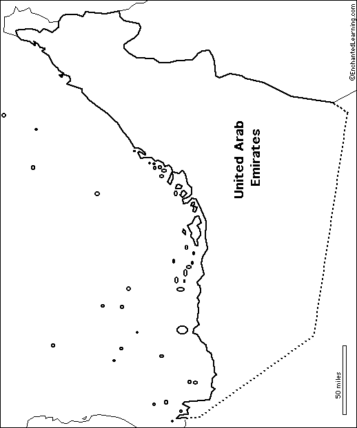 outline map of U.A.E.