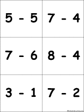 Search result: 'Flashcards: Subtraction Problems with Differences from 0-5 - #1'