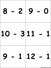 Search result: 'Flashcards: Subtraction Problems with Differences from 6-11 - #2'