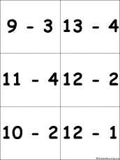 Search result: 'Flashcards: Subtraction Problems with Differences from 6-11 - #4'