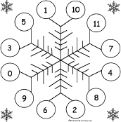 Search result: 'Snowflake Bingo: Using the Numbers 0-11 Card #19'