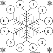 Search result: 'Snowflake Bingo: Using the Numbers 0-11 Card #1'