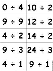 Search result: 'Flashcards: Division Problems with One-Digit Quotients - #1'