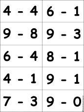 Search result: 'Flashcards: Subtraction Problems with One-Digit Differences - #1'