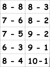 Search result: 'Flashcards: Subtraction Problems with One-Digit Differences - #2'