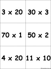 Search result: 'Flashcards: Multiplication Problems with Products that are multiples of 10 from 60-110 - #2'