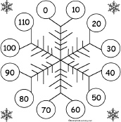 Search result: 'Snowflake Bingo: Using Multiples of Ten from 0-110 Card #1'