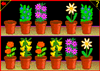 A picture of the Flowerpot matching-game screen in BUSY LITTLE BRAINS.