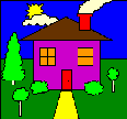 A picture of the House coloring screen in BUSY LITTLE BRAINS.