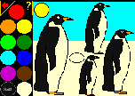 A picture of the Penguin coloring screen in BUSY LITTLE BRAINS.