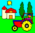 A picture of the Tractor coloring screen in BUSY LITTLE BRAINS.