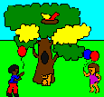 A picture of the Tree coloring screen in BUSY LITTLE BRAINS.