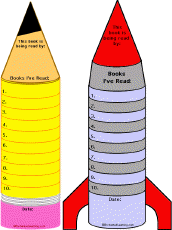 pencil, rocket bookmarks