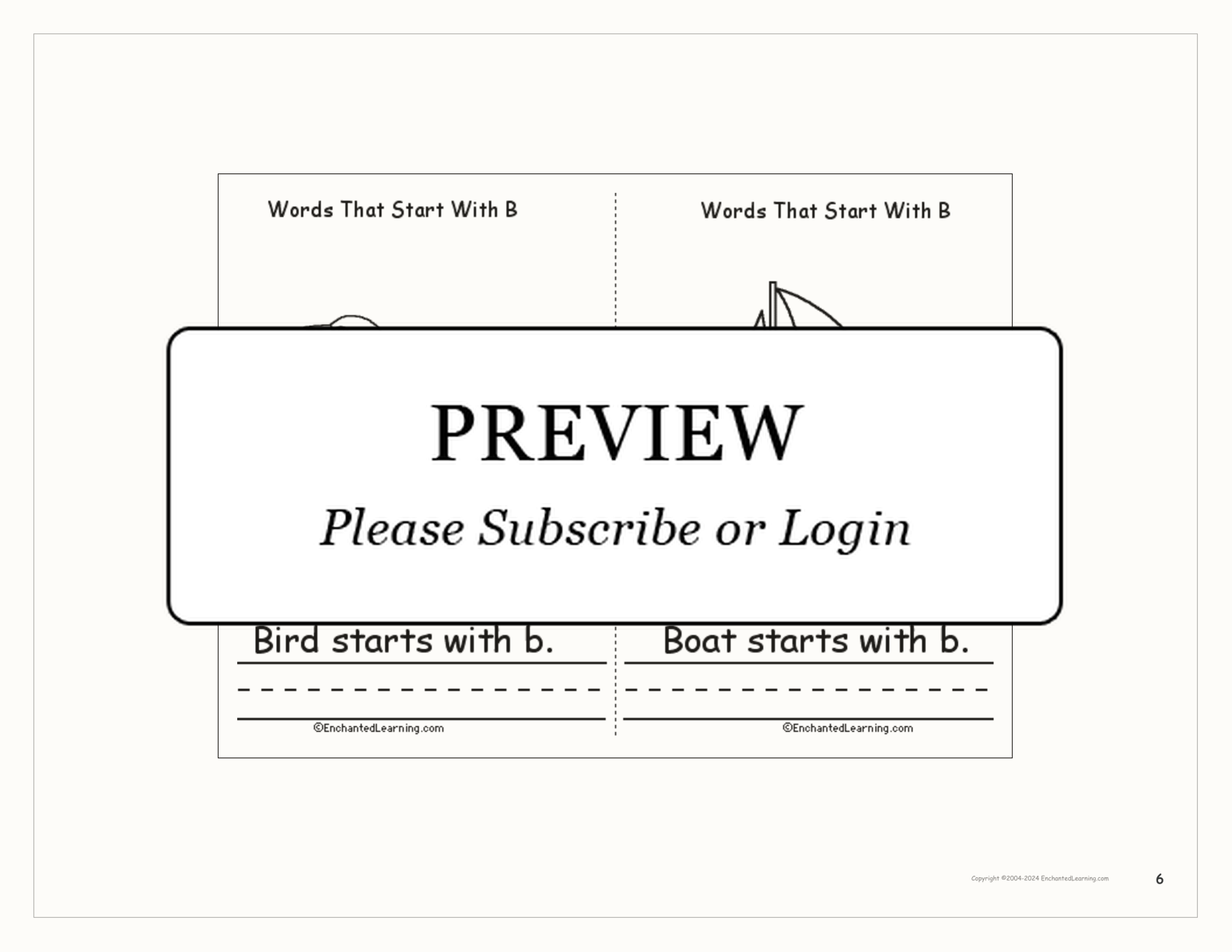 Words That Start With B: A Printable Book interactive printout page 6