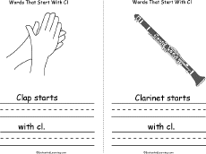 Search result: 'Words That Start With Cl Book, A Printable Book: clap, clarinet'