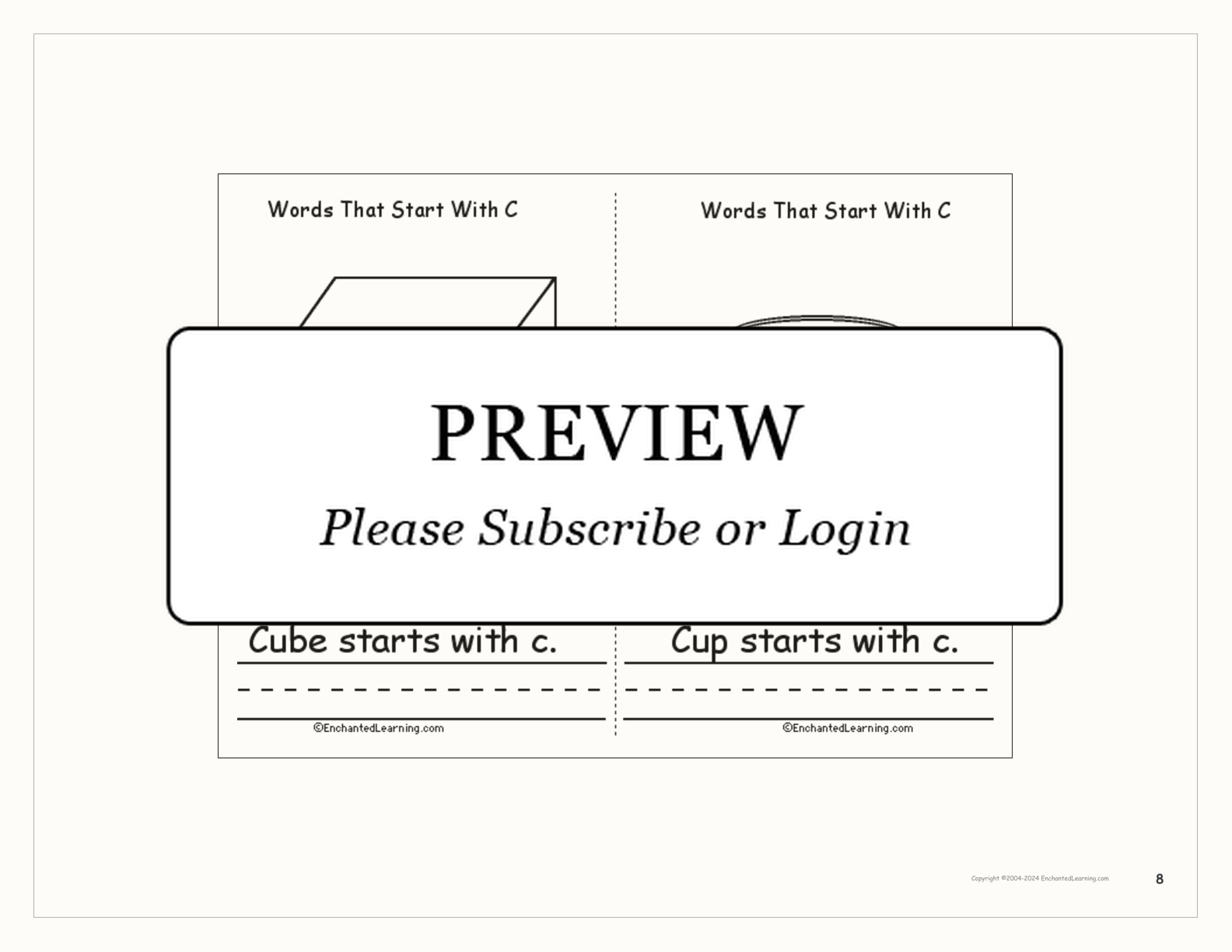 Words That Start With C: A Printable Book interactive printout page 8