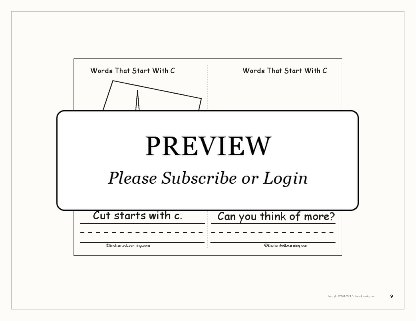 Words That Start With C: A Printable Book interactive printout page 9