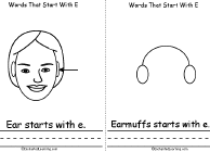 Search result: 'Words That Start With E  Book, A Printable Book: Ear, Earmufs'