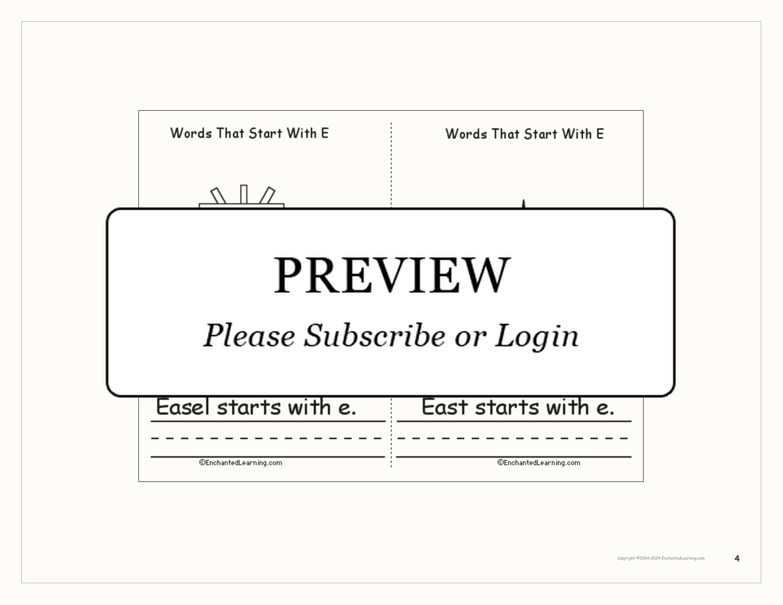 Words That Start With E interactive worksheet page 4