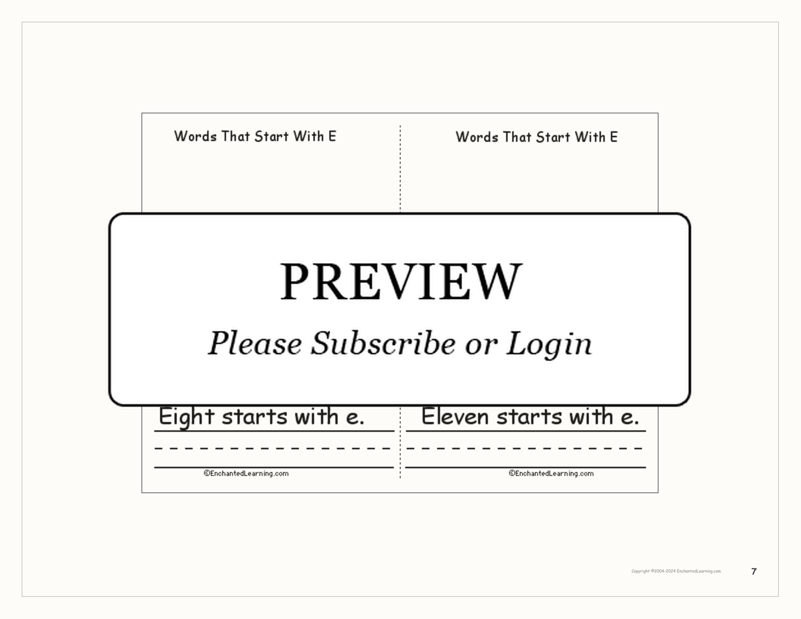 Words That Start With E interactive worksheet page 7