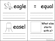 Search result: 'Words that Start With the Letter E Early Reader Book: Page 2, Eagle, equal, easel'