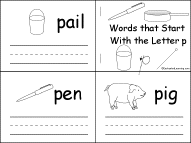 Search result: 'Words that Start With the Letter P Early Reader Book: Page 1'