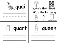 Search result: 'Words that Start With the Letter Q Early Reader Book: Page 1'