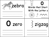 Search result: 'Words that Start With the Letter Z Book, A Printable Book'