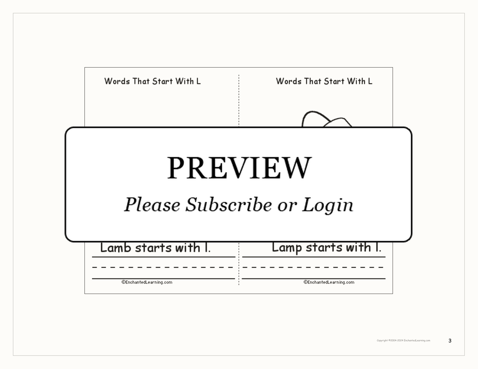 Words That Start With L: A Printable Book interactive printout page 3