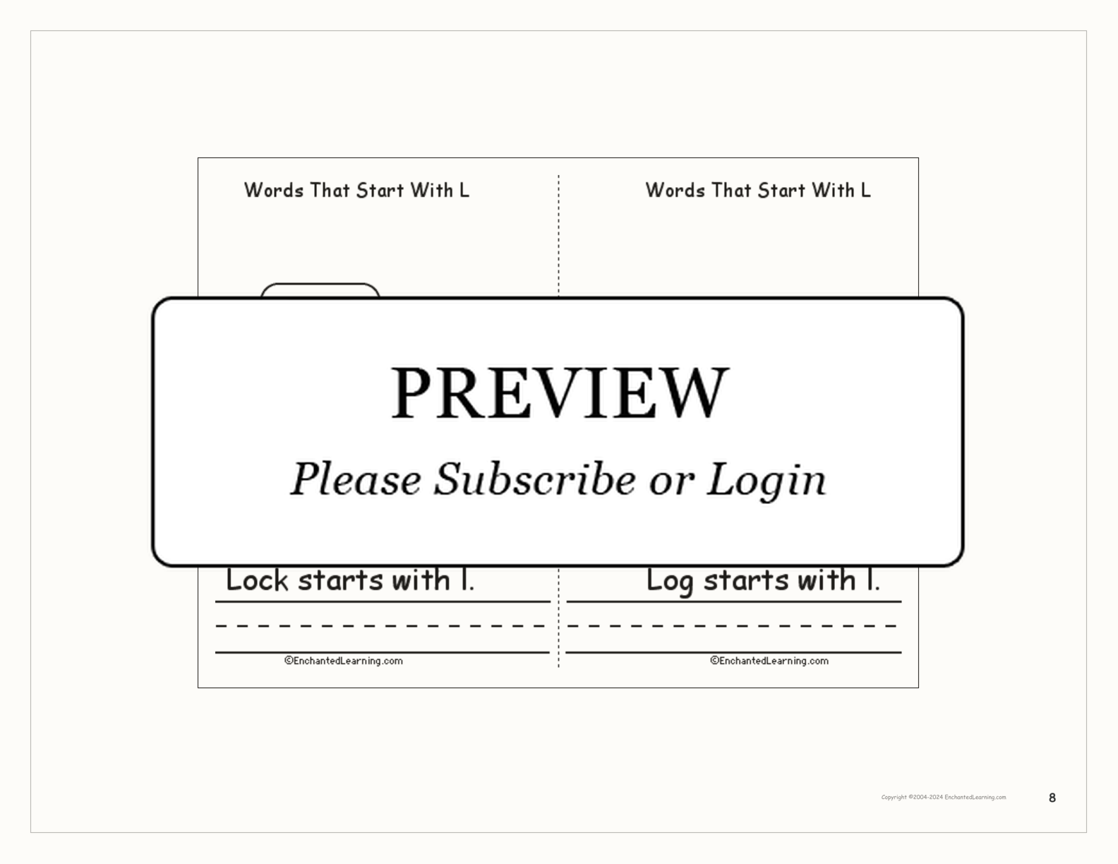 Words That Start With L: A Printable Book interactive printout page 8