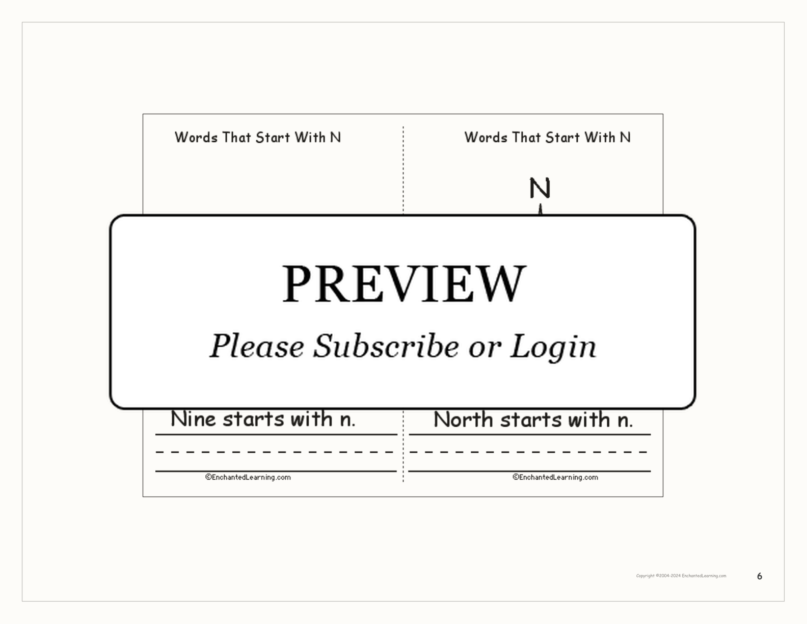 Words That Start With N: A Printable Book interactive printout page 6