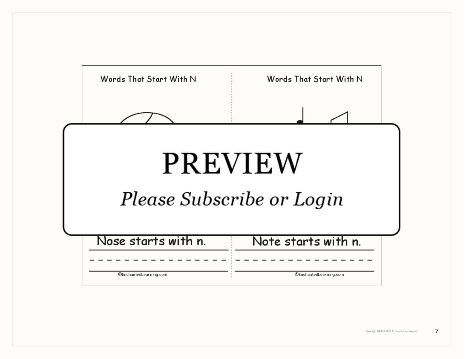 Words That Start With N: A Printable Book interactive printout page 7
