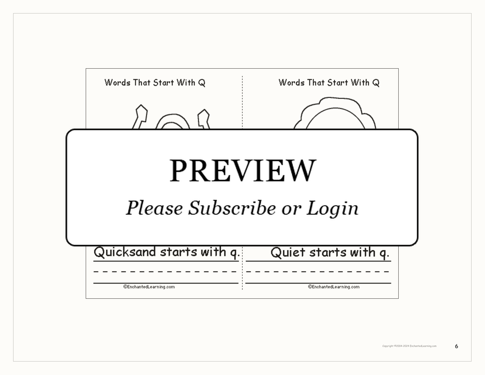 Words That Start With Q: A Printable Book interactive printout page 6