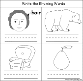 Rhyming Words Early Reader Book Enchantedlearning Com