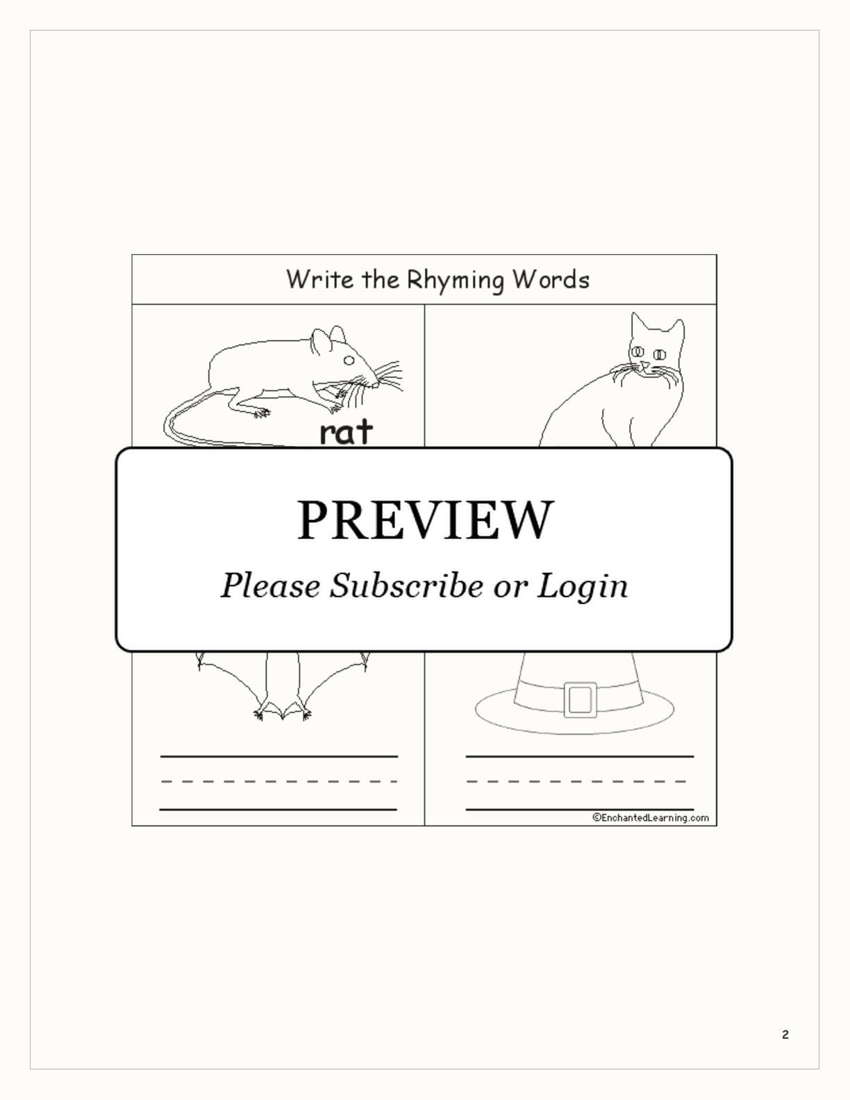 Rhyming Words — Early Reader Book interactive printout page 2