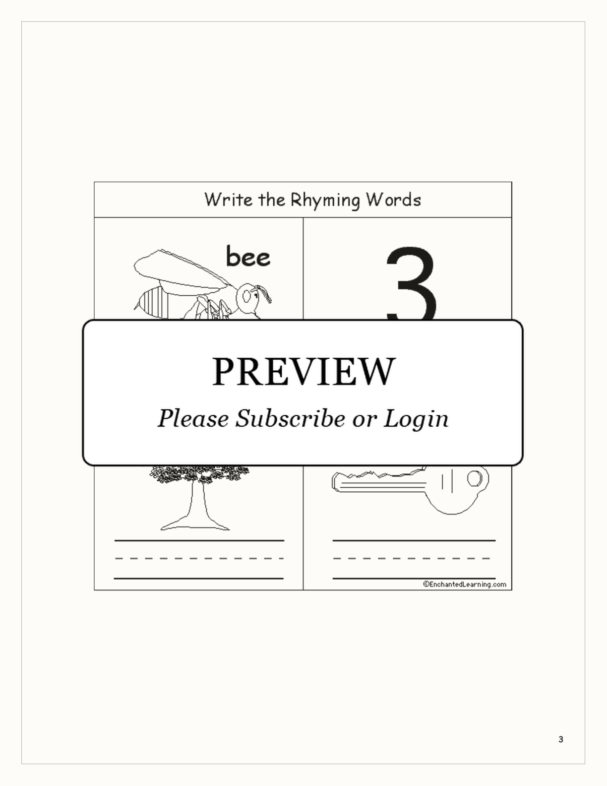 Rhyming Words — Early Reader Book interactive printout page 3