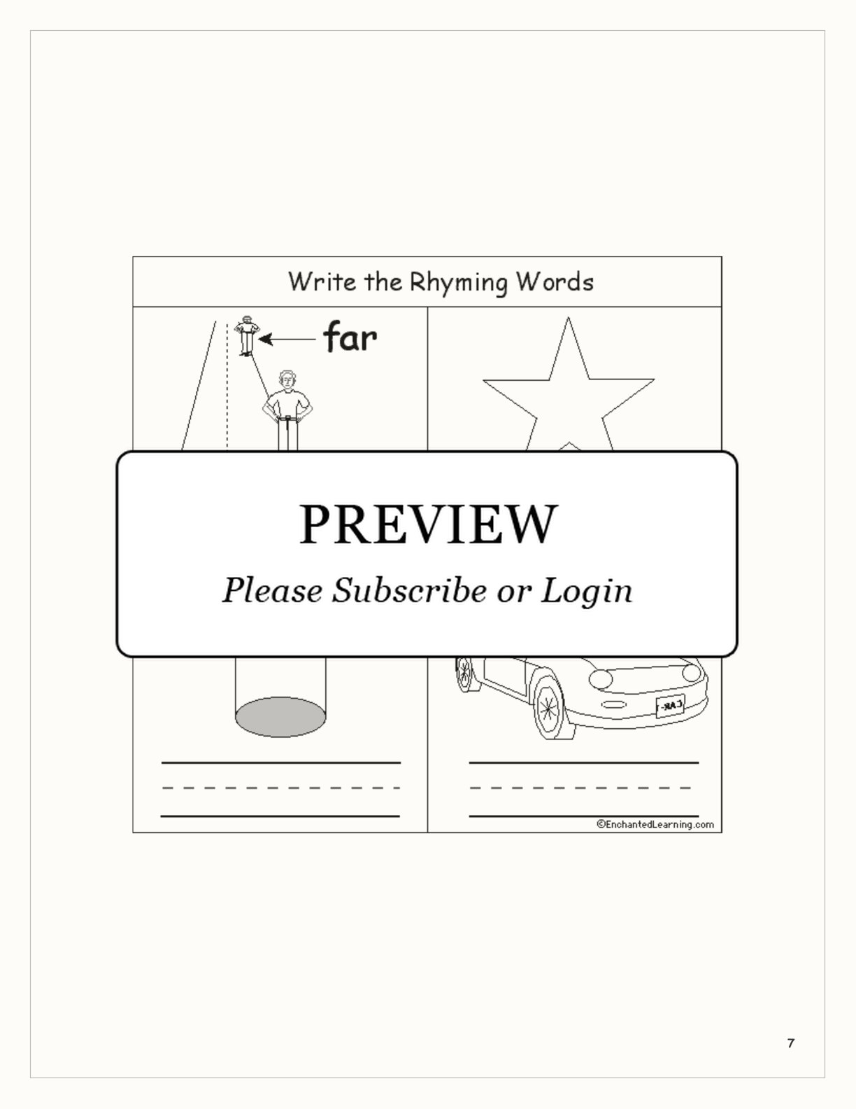 Rhyming Words — Early Reader Book interactive printout page 7