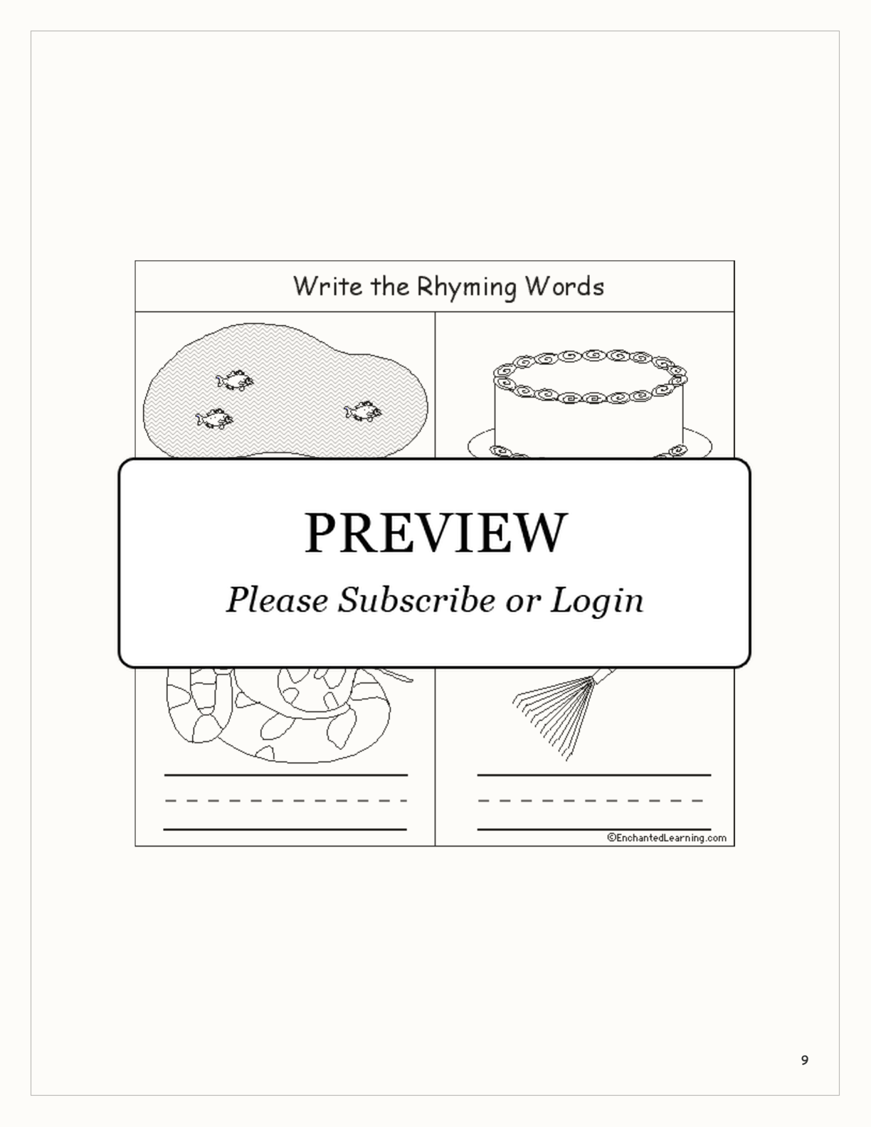 Rhyming Words — Early Reader Book interactive printout page 9