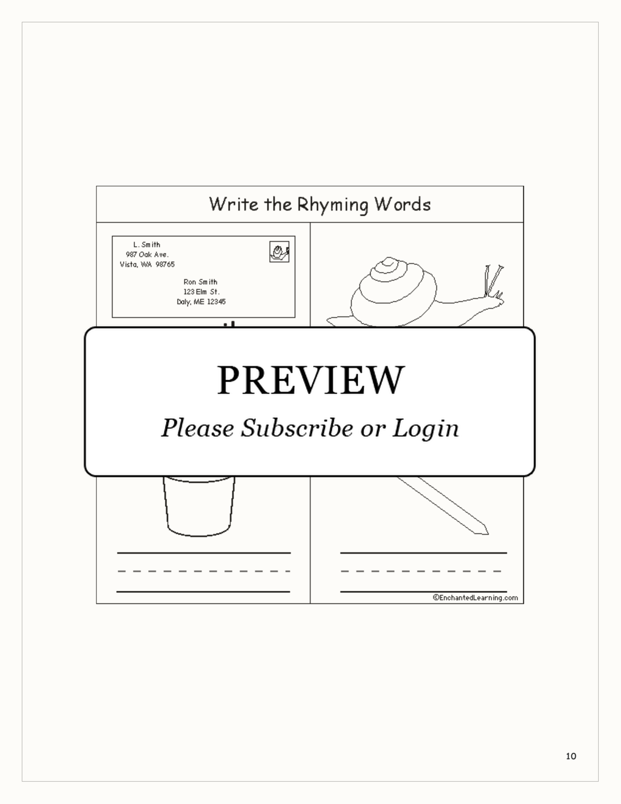 Rhyming Words — Early Reader Book interactive printout page 10