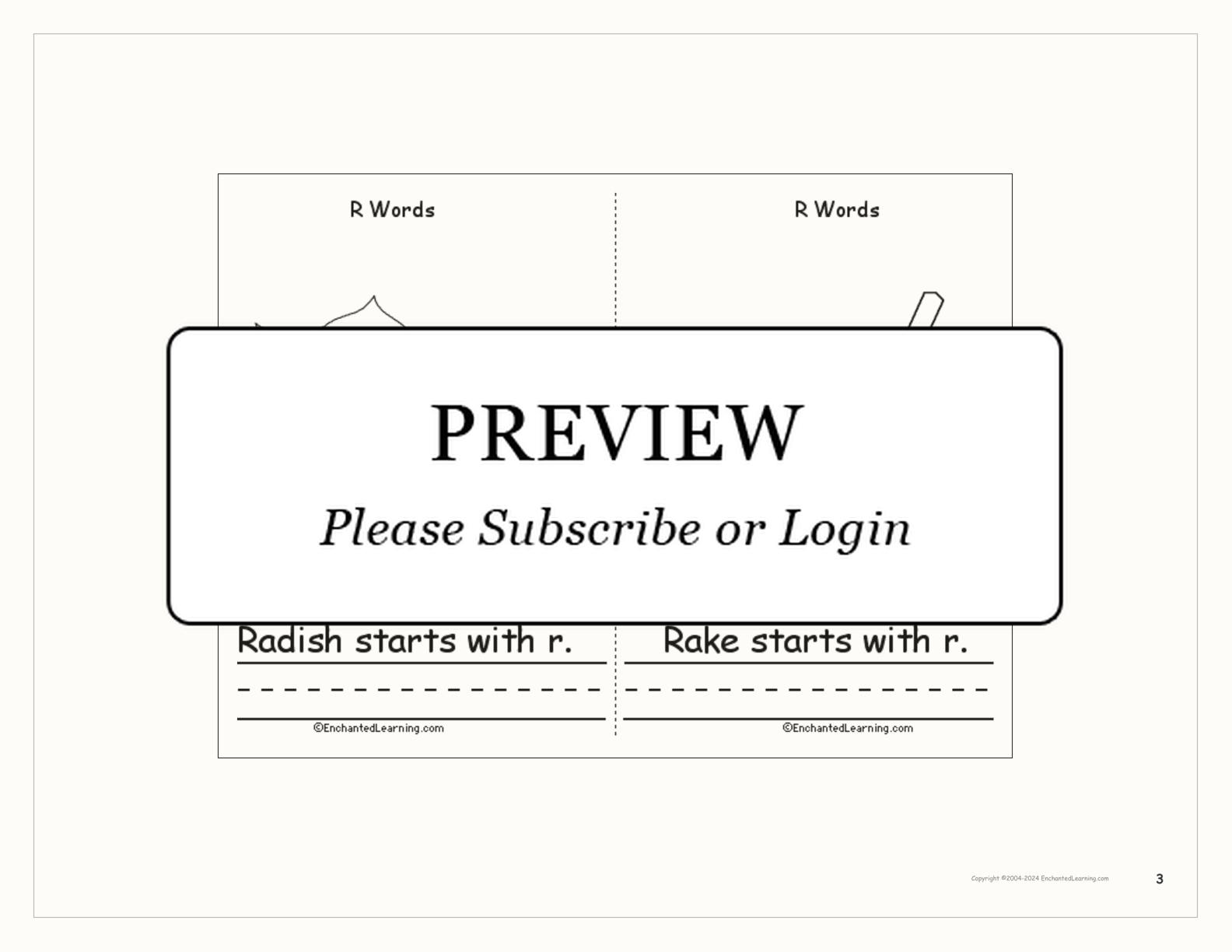 Words That Start With R: A Printable Book interactive printout page 3
