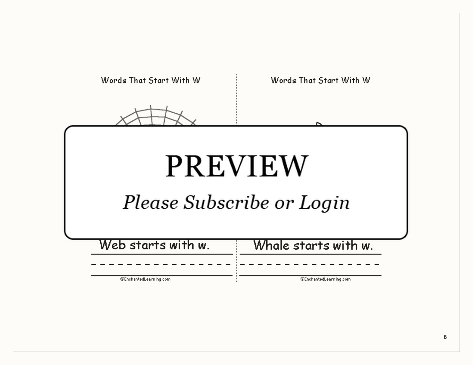 Words That Start With W: A Printable Book interactive printout page 8