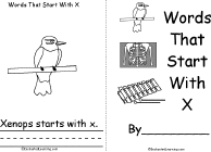 Search result: 'Words That Start With X Book, A Printable Book: Cover, Xenops'