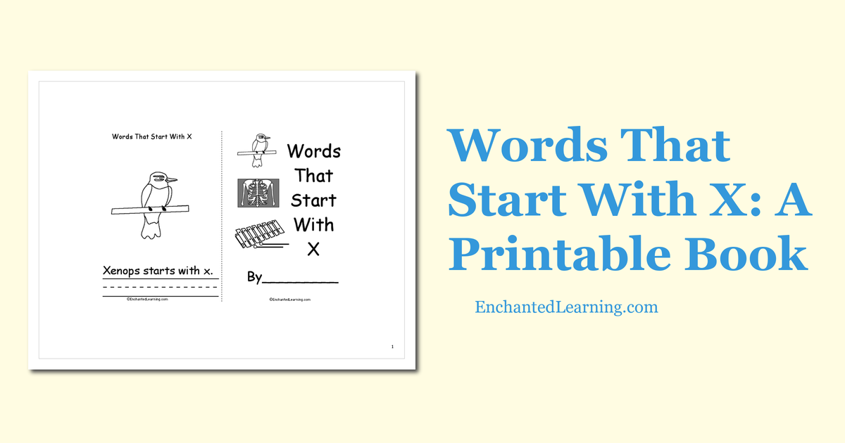 Words That Start With X A Printable Book Enchanted Learning