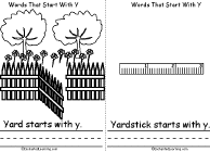 Search result: 'Words That Start With Y Book, A Printable Book: Yard, Yardstick'