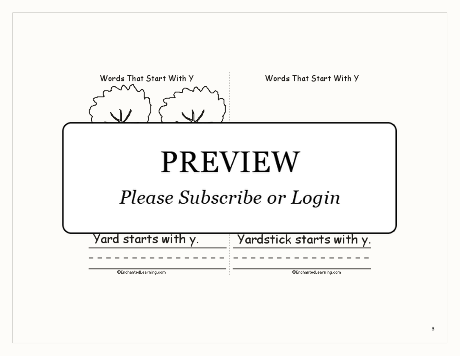 Words That Start With Y: A Printable Book interactive printout page 3