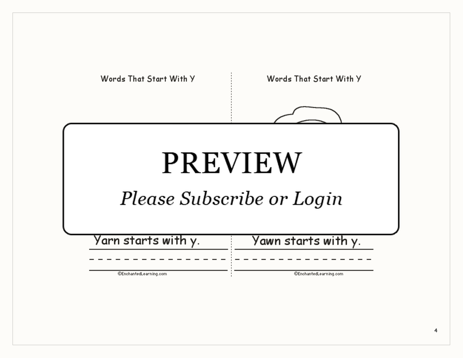 Words That Start With Y: A Printable Book interactive printout page 4